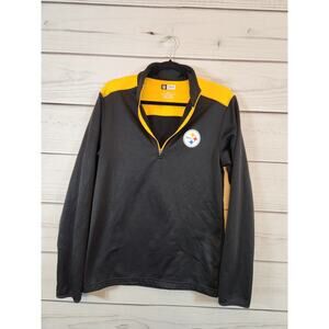 NFL Team Apparel Men's Black Yellow Long Sleeve Pittsburgh Steelers Jacket Small